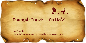 Mednyánszki Anikó névjegykártya